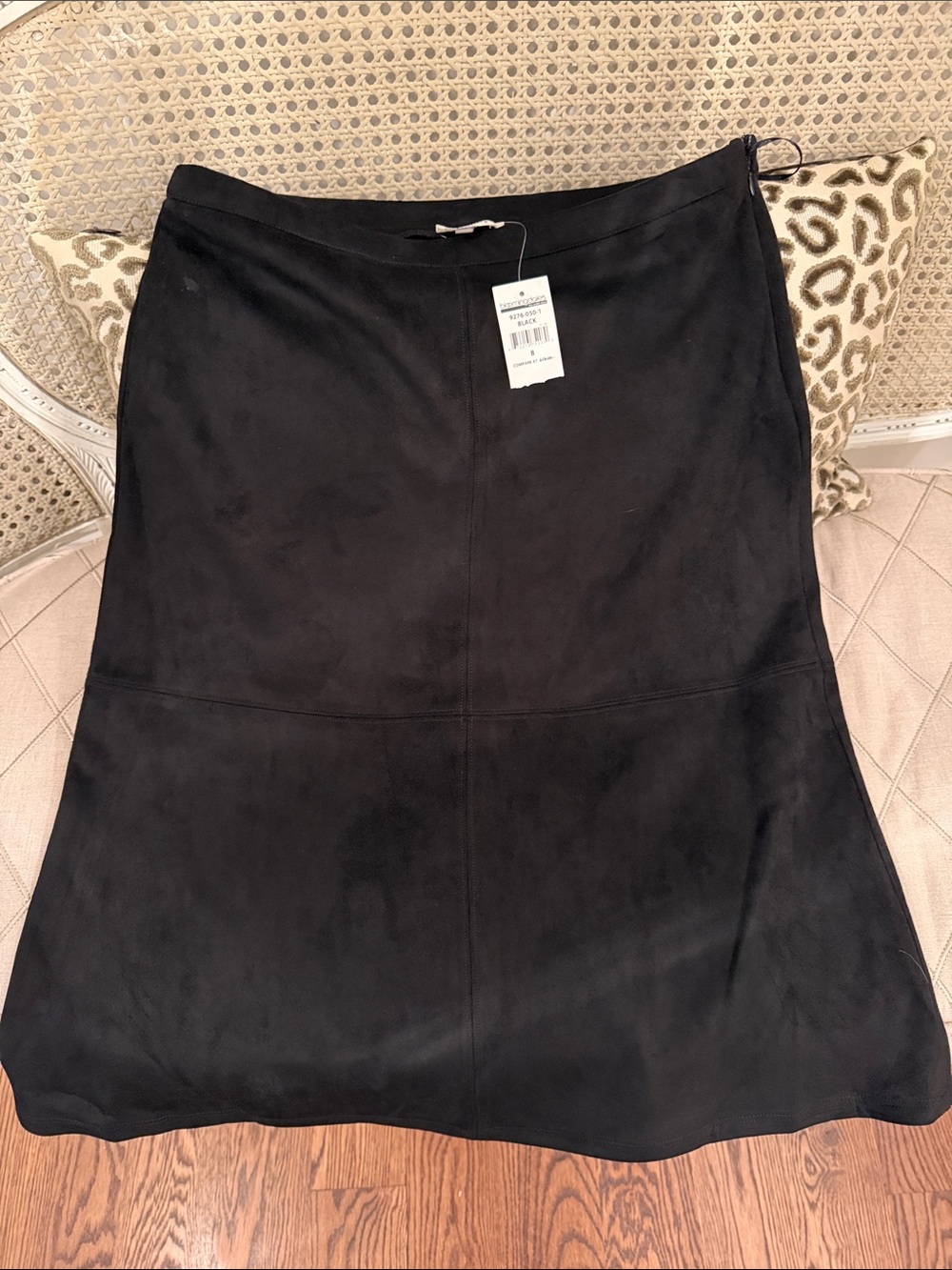 Sioni Black faux Suede A-Line Skirt